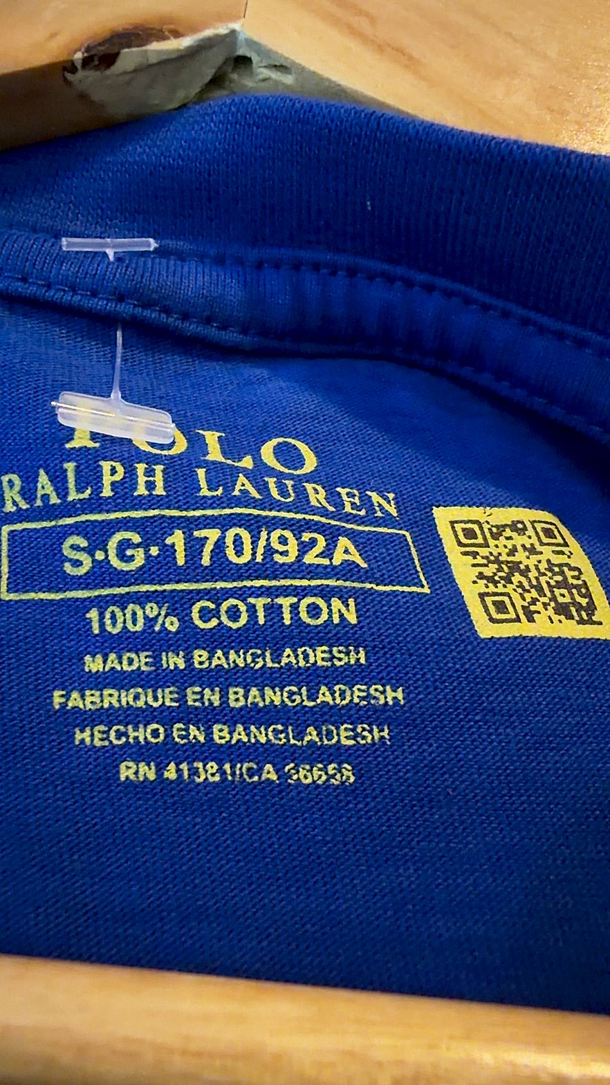 Polo Ralph Lauren Royal Blue Applique Spellout Logo T-Shirt, Size S