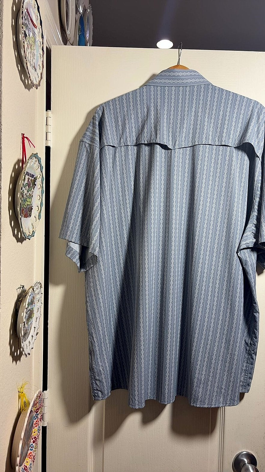 Poncho x Resistol Men's Short-Sleeve Western Snap Shirt, Blue-Gray Aztec Print, Size XXL Regular Fit