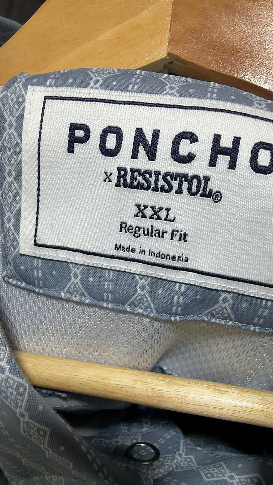 Poncho x Resistol Men's Short-Sleeve Western Snap Shirt, Blue-Gray Aztec Print, Size XXL Regular Fit