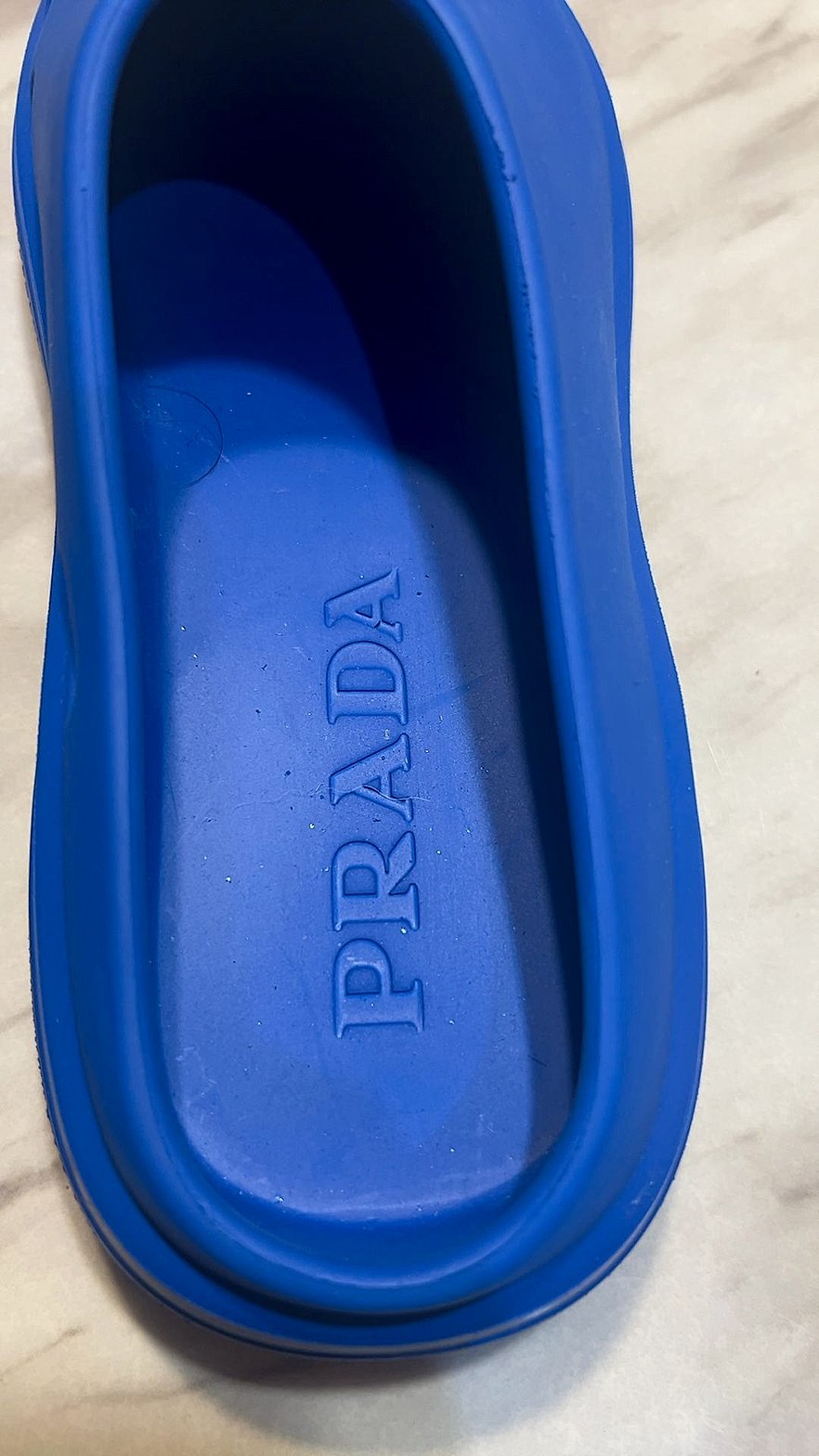 Prada Foam Rubber Mules Cobalt Blue Slip-On Sandals Very Good Condition