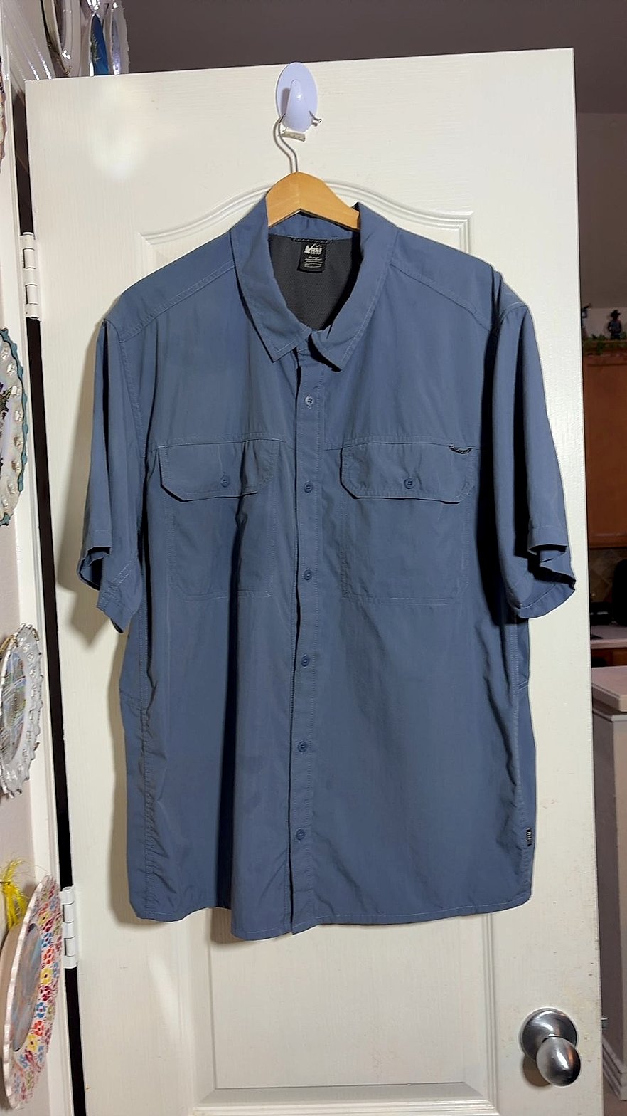 REI Co-op Men's Sahara Short-Sleeve Vented Hiking Shirt, Blue, XL