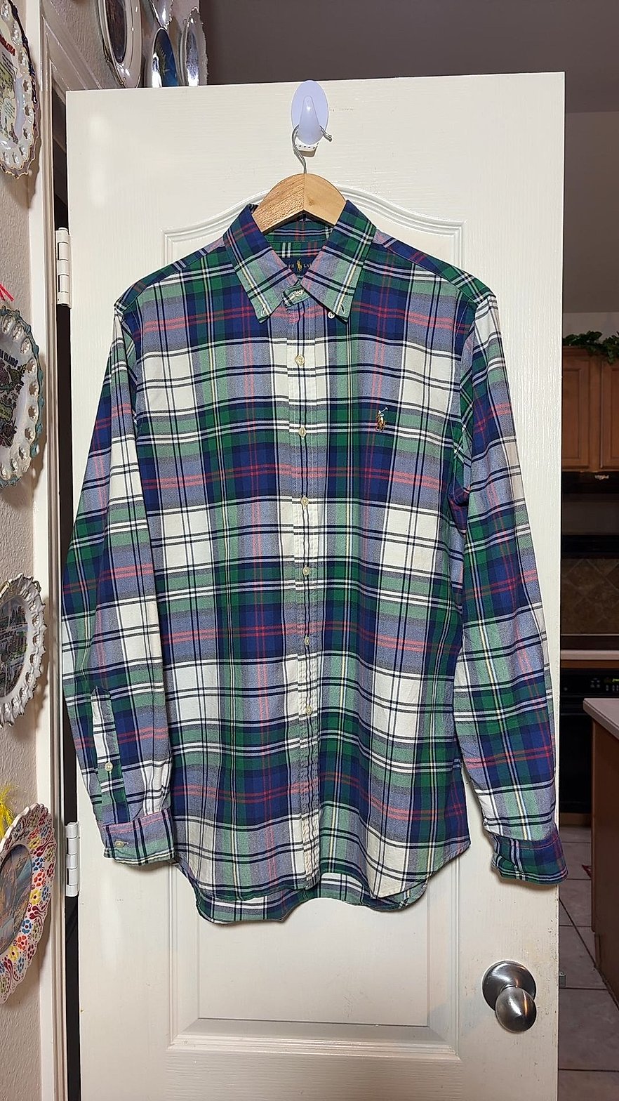 Ralph Lauren Men's Plaid Long-Sleeve Button-Down Shirt Size L Casual