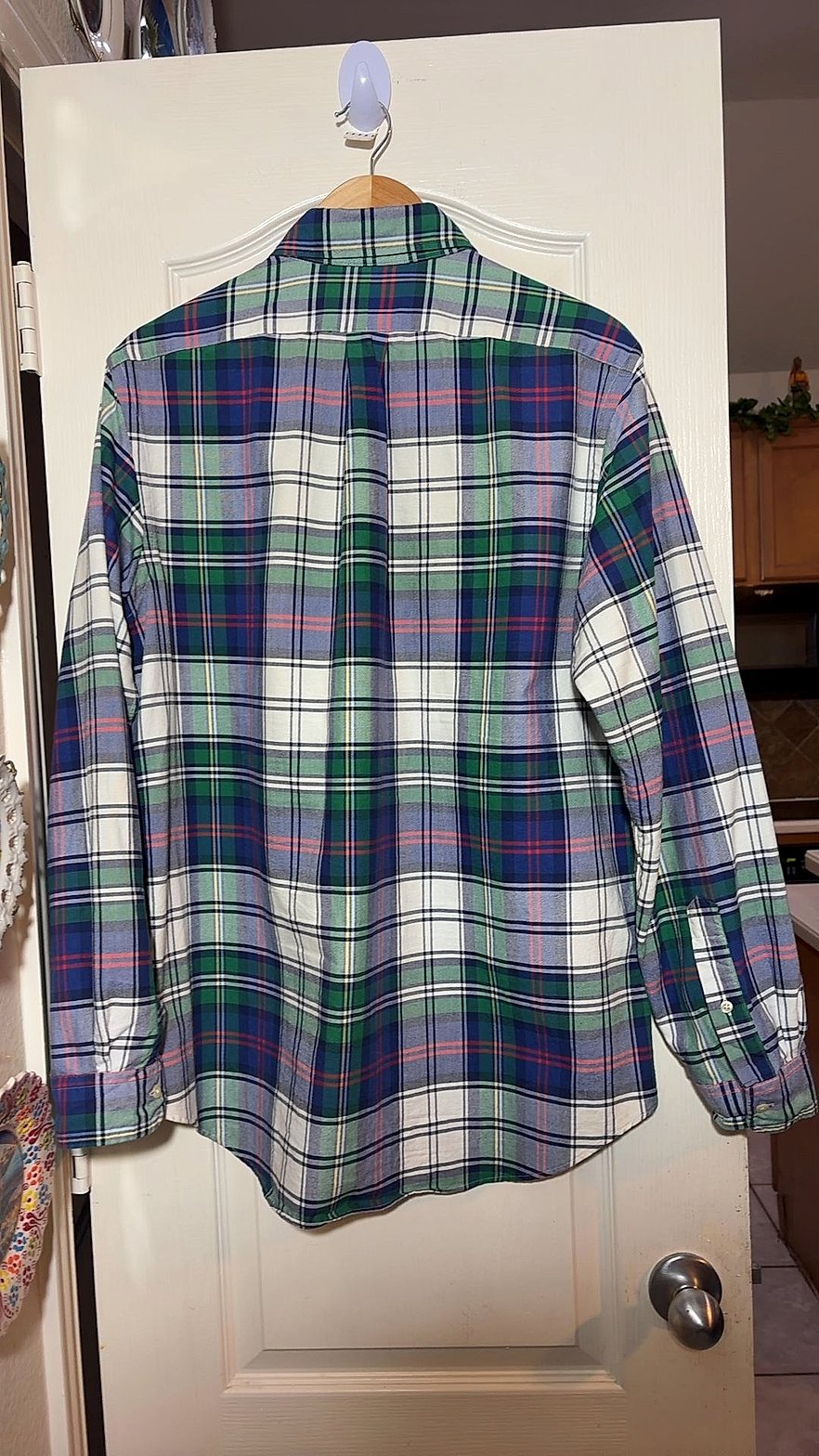 Ralph Lauren Men's Plaid Long-Sleeve Button-Down Shirt Size L Casual
