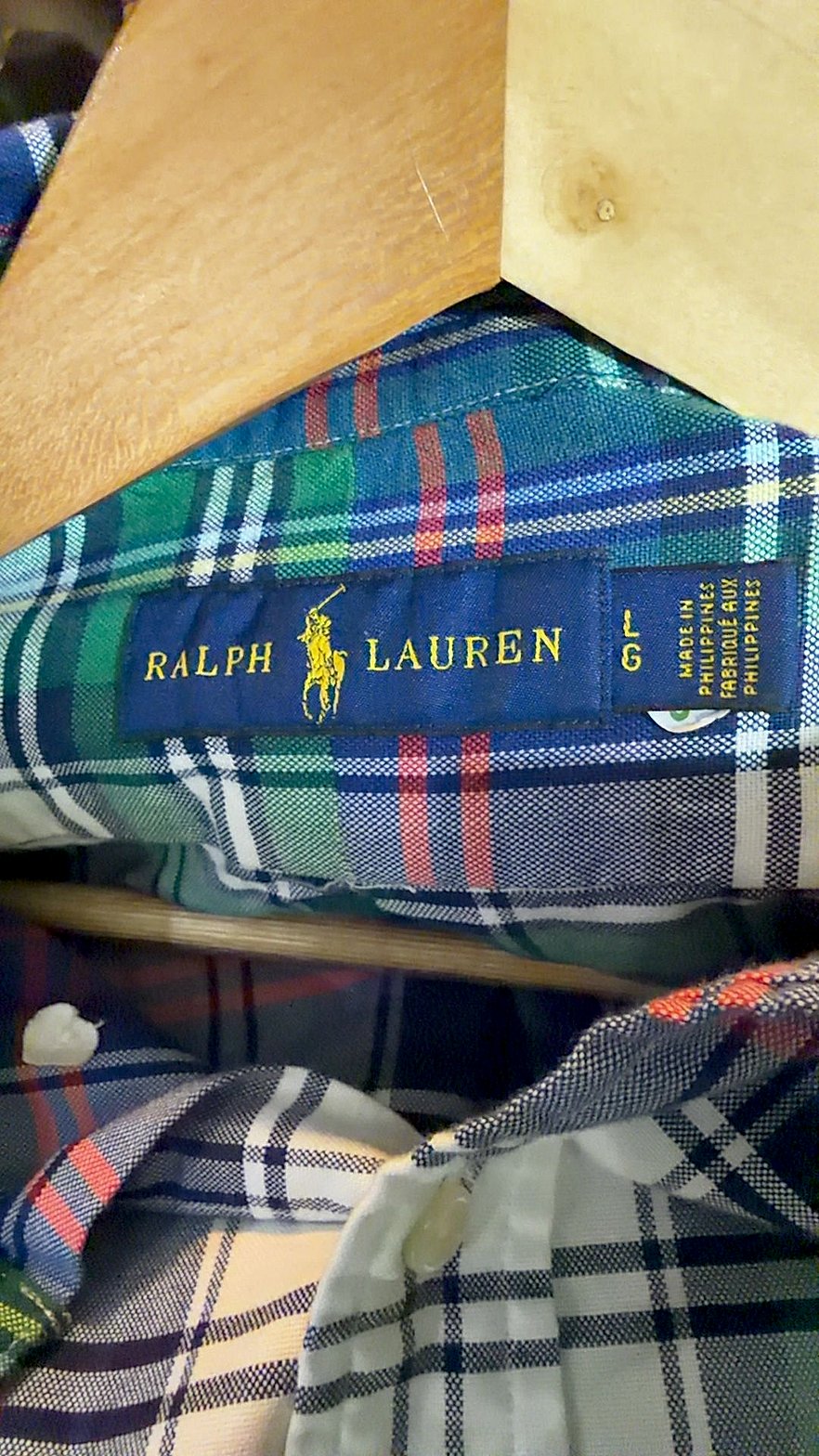 Ralph Lauren Men's Plaid Long-Sleeve Button-Down Shirt Size L Casual