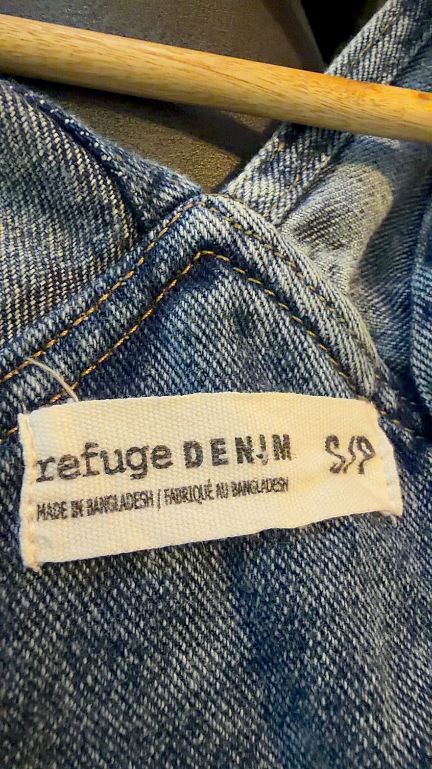 Refuge Denim Women's Distressed Denim Overalls, Medium Acid Wash, Size S