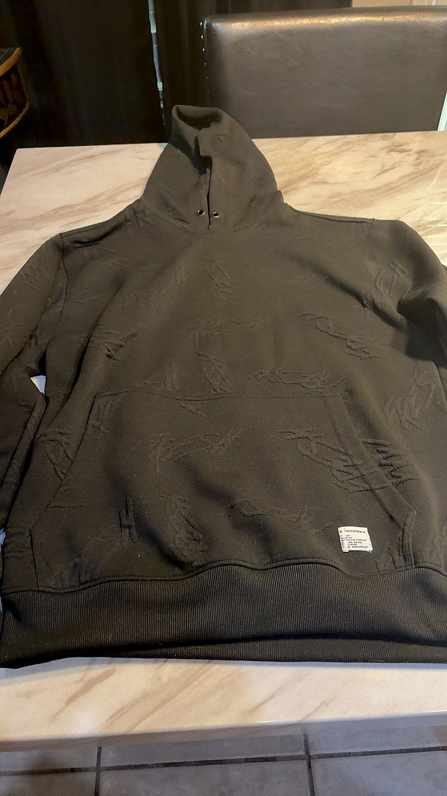 Republic Supply NYC Tonal Embossed Hoodie Black XL Very Good Condition