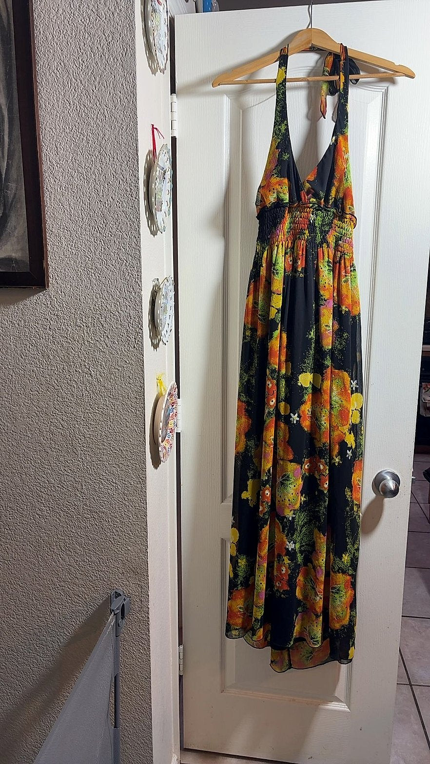 Sam & Max Floral Halter Maxi Dress, Size XL