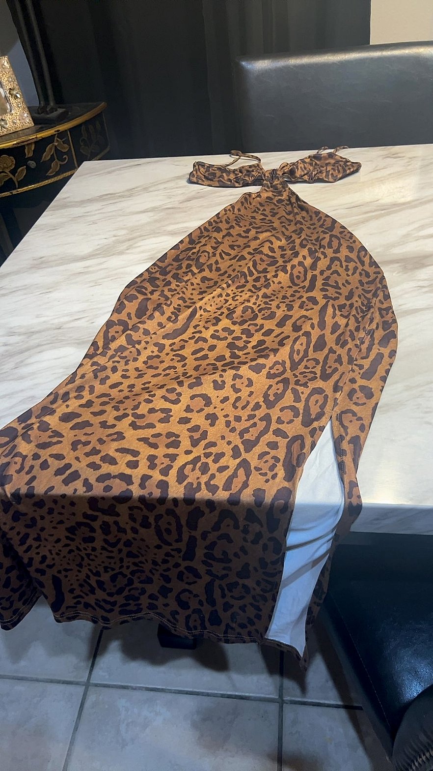 Shein Leopard Print Halter Cut-Out Maxi Dress Very Good Condition