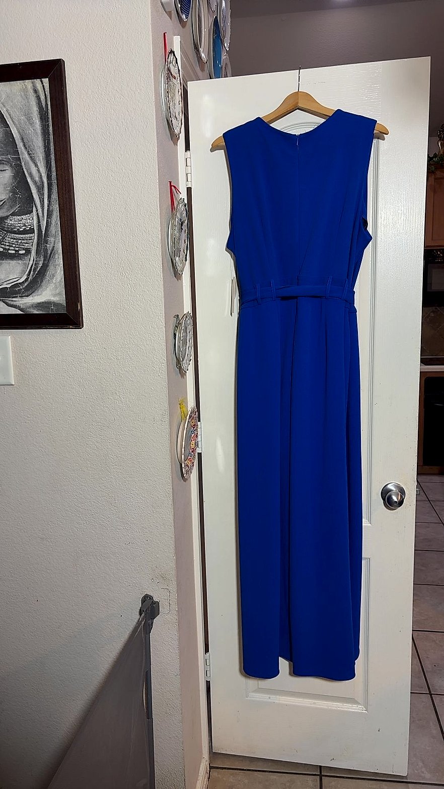 Shelby & Palmer Cobalt Blue Sleeveless Faux-Wrap Maxi Dress, Size 18W