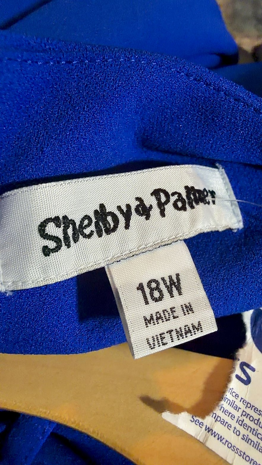 Shelby & Palmer Cobalt Blue Sleeveless Faux-Wrap Maxi Dress, Size 18W