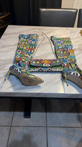 Steve Madden Multicolor Snakeskin Print Foldover Clutch with Chain Strap