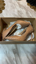 Steve Madden Nude Silver Spike-Stud Pointed-Toe Stiletto Pumps