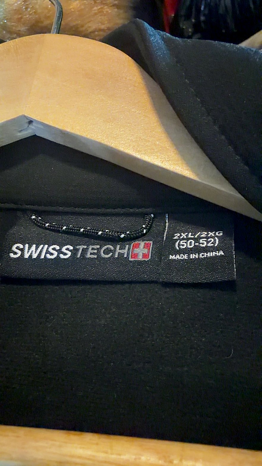 SwissTech Men's Black Full-Zip Softshell Jacket, Size 2XL
