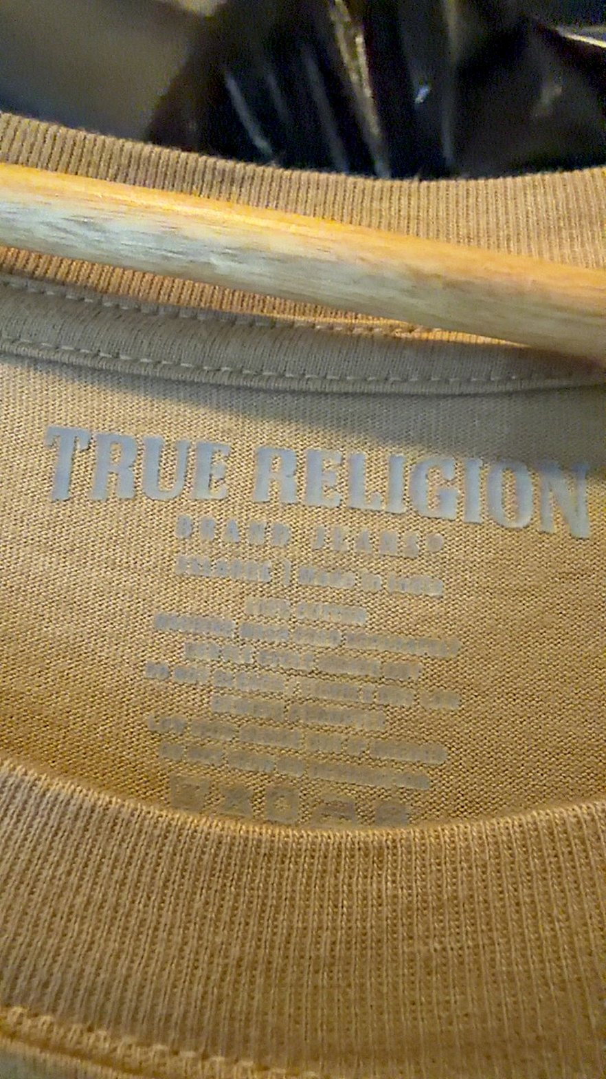 True Religion Brand Jeans Men's Tan Box Logo T-Shirt