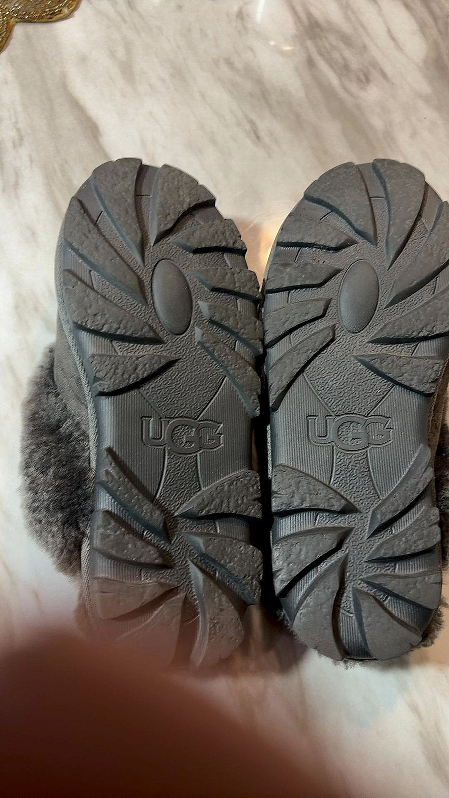 UGG Coquette Grey Suede Sheepskin Slippers