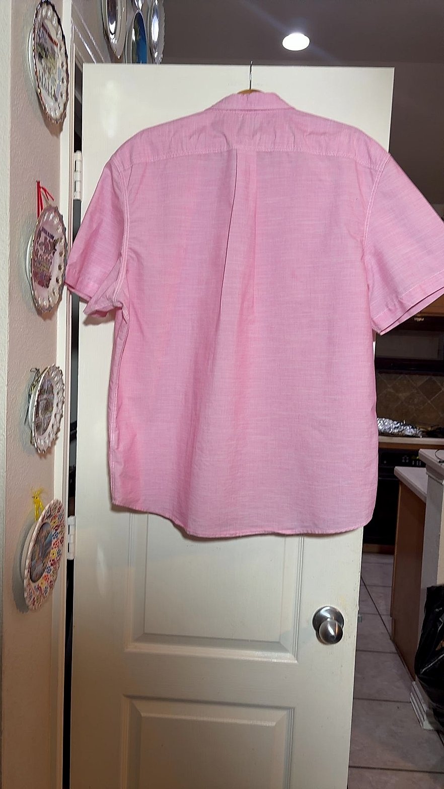 U.S. Polo Assn. Men's Short-Sleeve Button-Down Shirt, Pink Chambray, Size XL