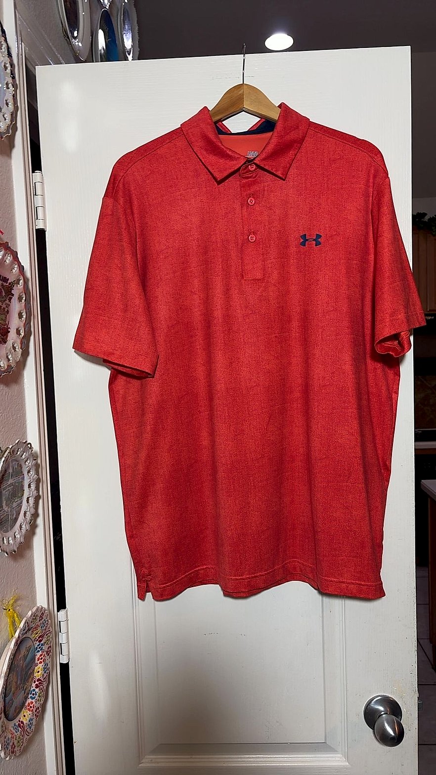 Under Armour HeatGear Men's Short-Sleeve Golf Polo Shirt, Heathered Red, Size Large