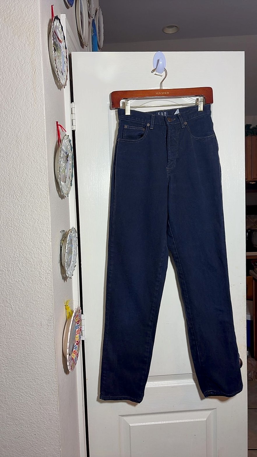 Vintage GAP High-Rise Straight Leg Jeans, Dark Navy Overdyed Denim, Button Fly