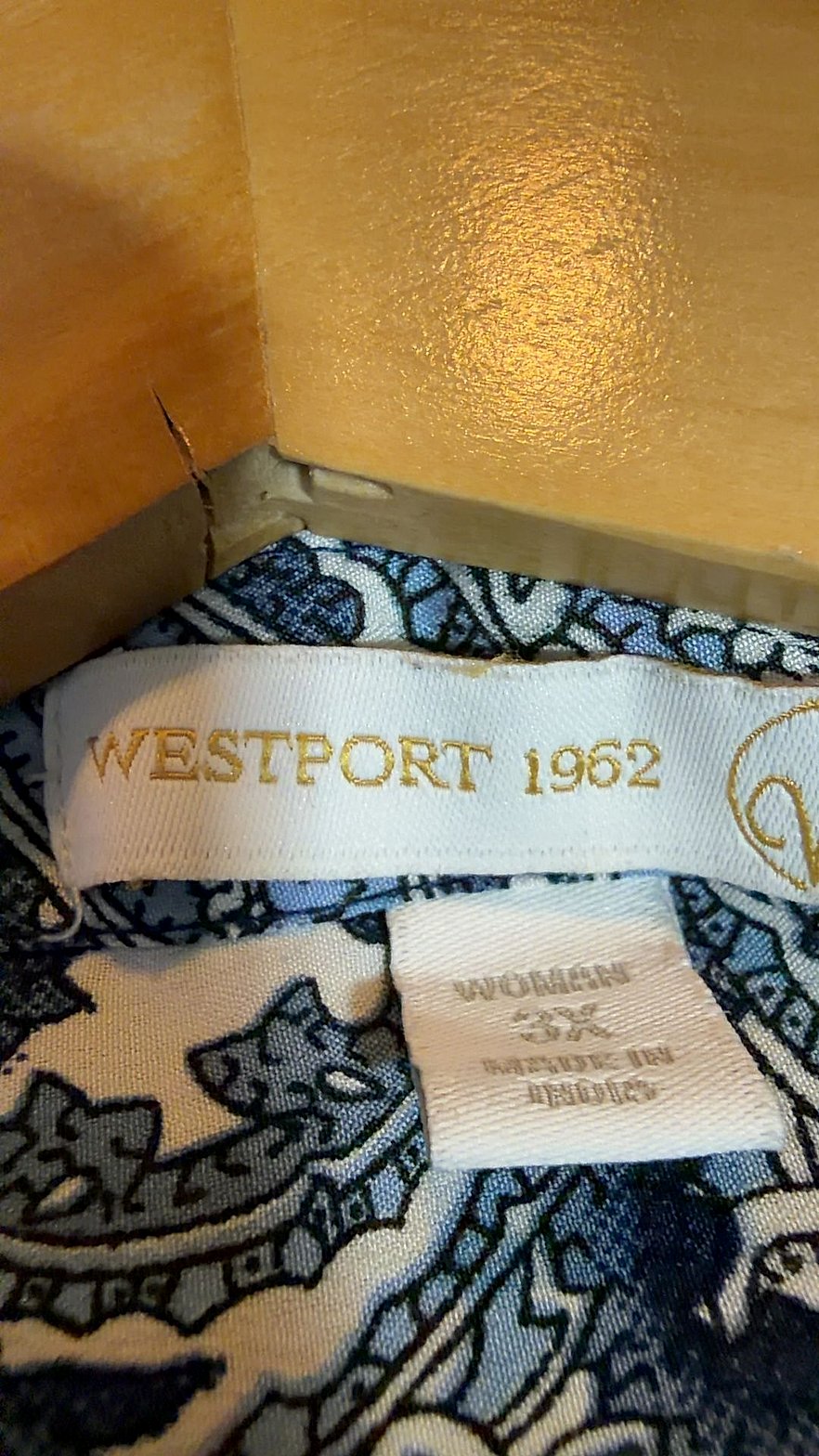 Westport 1962 Women's Blue Paisley Button-Up Blouse, Size 3X