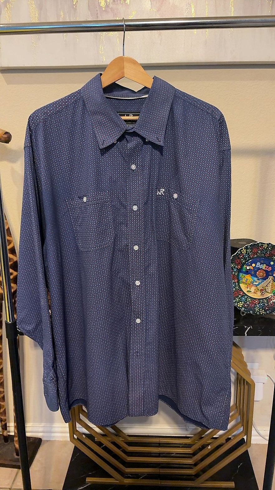 Whiskey Ranch by Whiskey Bent Hat Co. Men's Long-Sleeve Western Pearl-Snap Shirt, Blue Geometric Print, Size XXL