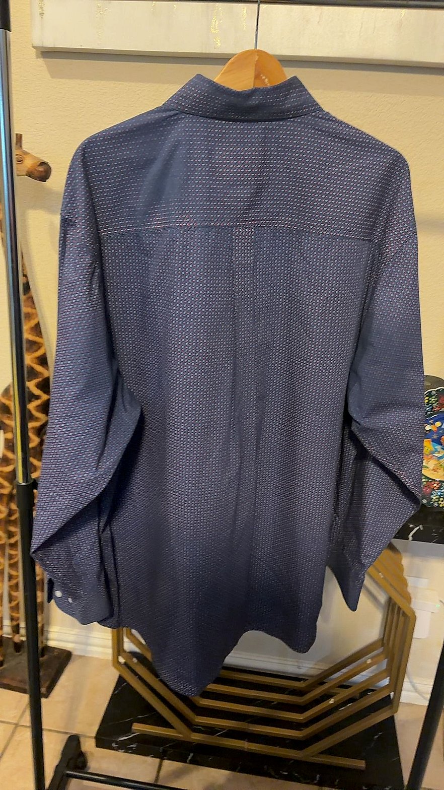 Whiskey Ranch by Whiskey Bent Hat Co. Men's Long-Sleeve Western Pearl-Snap Shirt, Blue Geometric Print, Size XXL