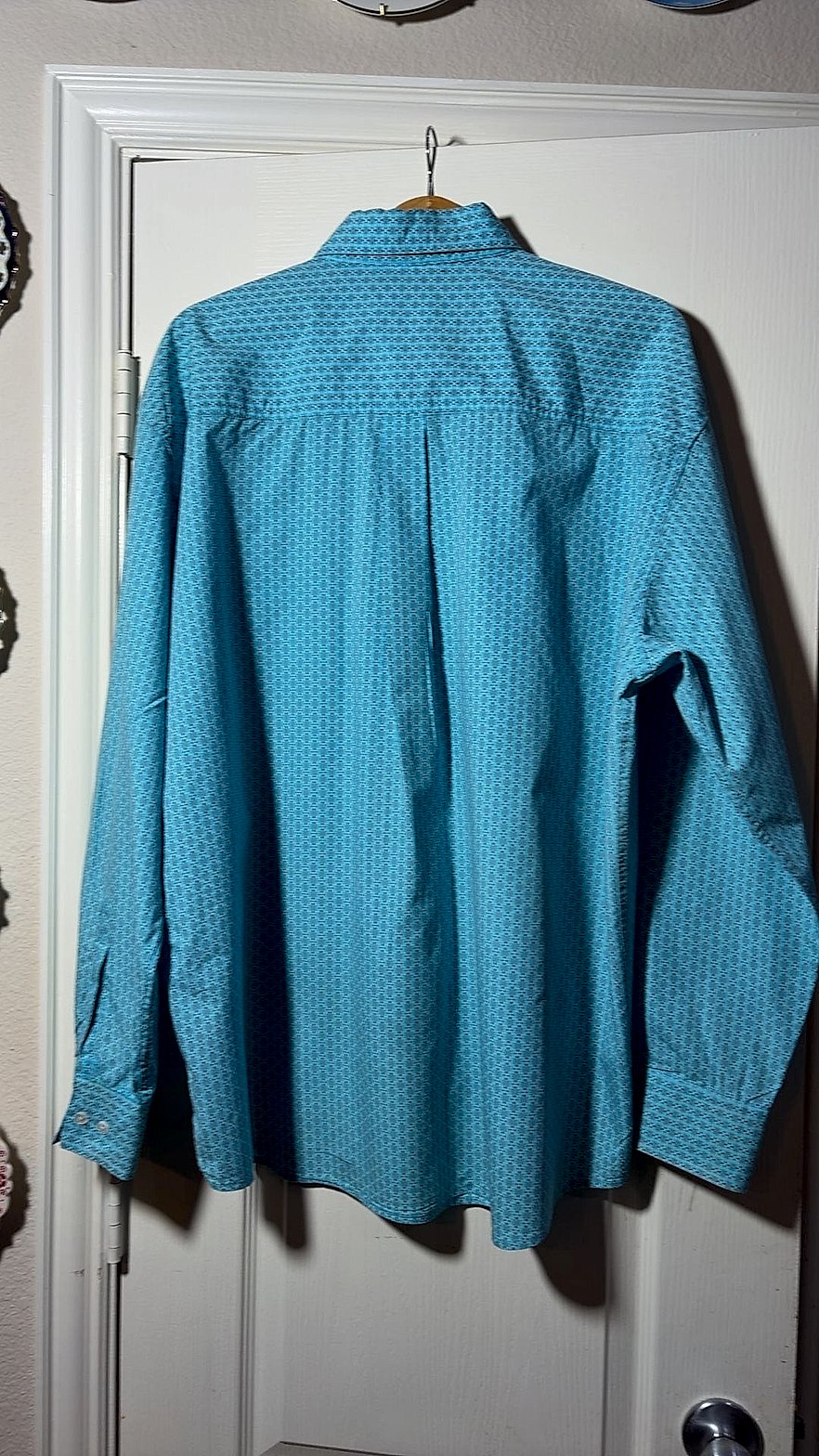 Whiskey Ranch by Whiskey Bent Hat Co. Men's Turquoise Geometric Print Long Sleeve Western Button-Down Shirt, Size XXL