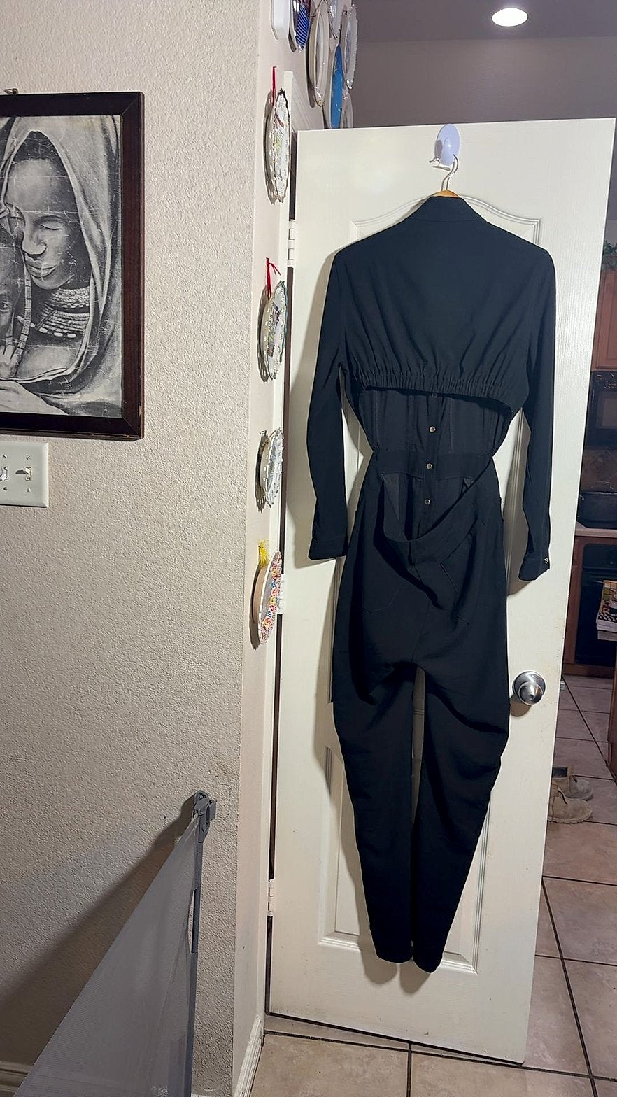 Windsor Black Long-Sleeve Utility Jumpsuit with Cargo Pockets