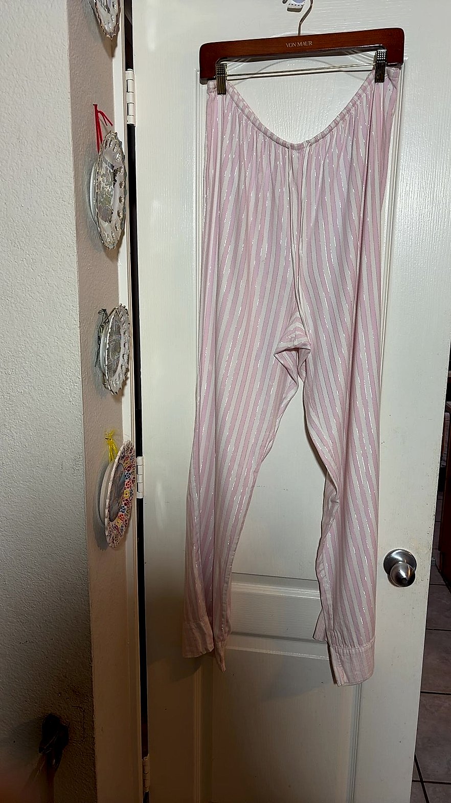 Victoria's Secret Pink & White Metallic Stripe Sleep Shirt / Pajama Top, Size XL