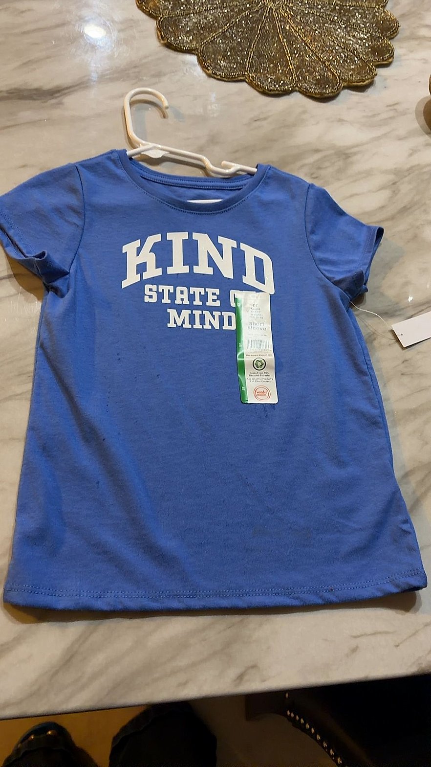Wonder Nation Girls' "Kind State of Mind" Short Sleeve Graphic Tee, Size 5T, Blue
