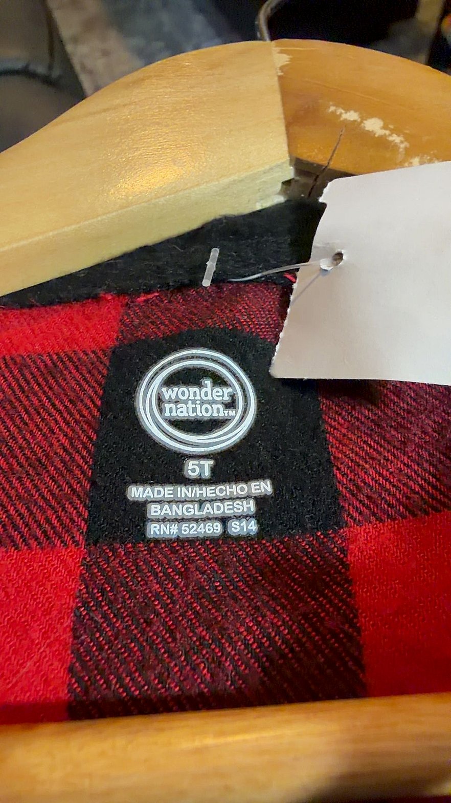 Wonder Nation Toddler Boys Red & Black Buffalo Plaid Hooded Flannel Shirt, Size 5T