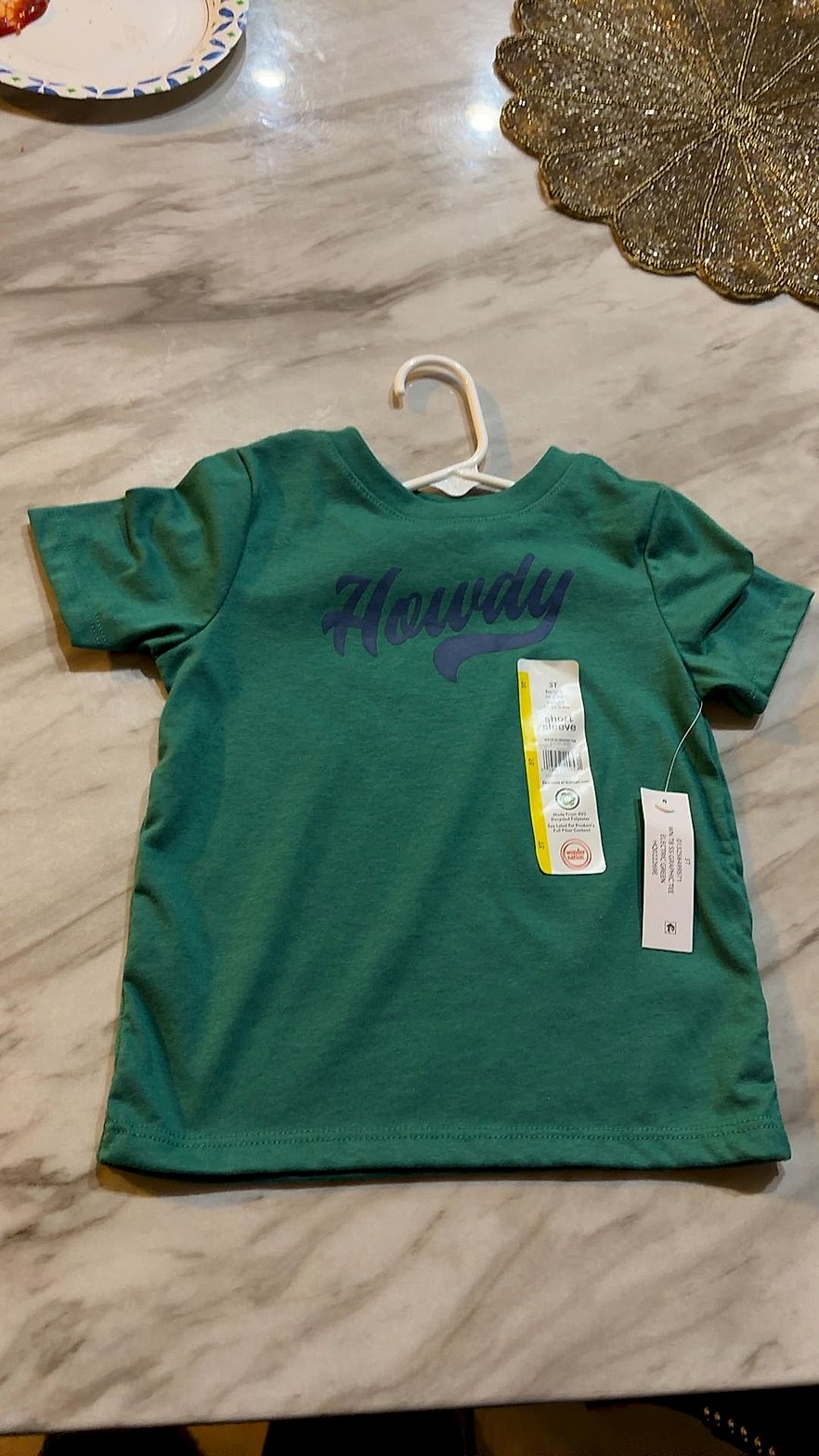 Wonder Nation Toddler Boys' Green 'Howdy' Short Sleeve Graphic Tee, Size 3T