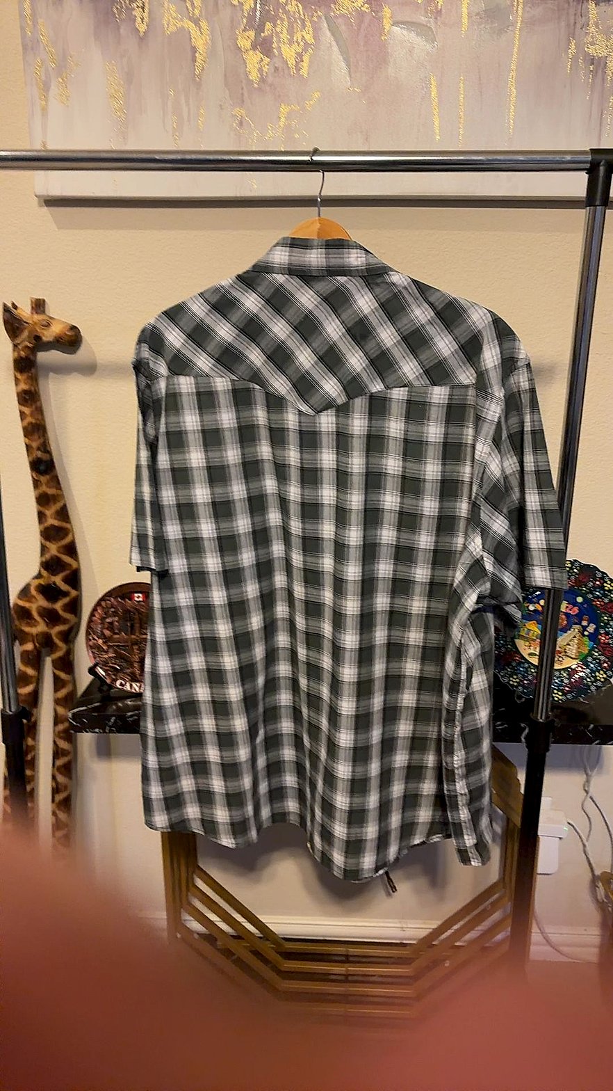 Wrangler Western Shirts Men's Short-Sleeve Pearl Snap Plaid Shirt