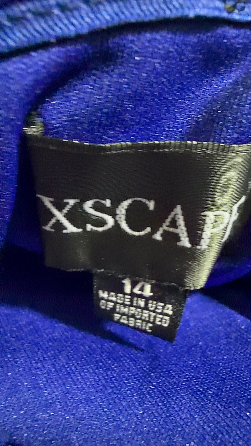 Xscape Royal Blue Off-the-Shoulder Ruffle Evening Gown, Size 14