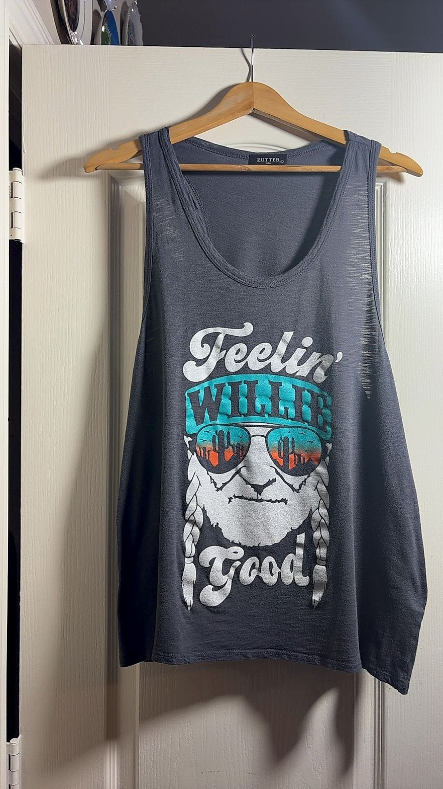 Zutter "Feelin' Willie Good" Willie Nelson Graphic Racerback Tank Top