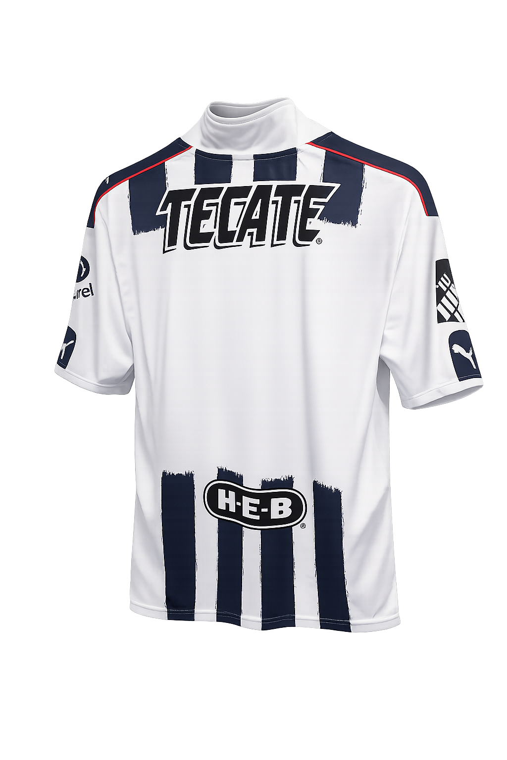 CF Monterrey Rayados Puma Home Soccer Jersey with Navy Brushstroke Stripes