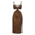 Shein Leopard Print Halter Cut-Out Maxi Dress Very Good Condition