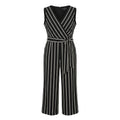 Tahari ASL Striped Surplice Sleeveless Wide-Leg Jumpsuit Size 14