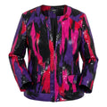 Elementz Sequined Zip-Up Evening Jacket Purple Pink Red Abstract Print