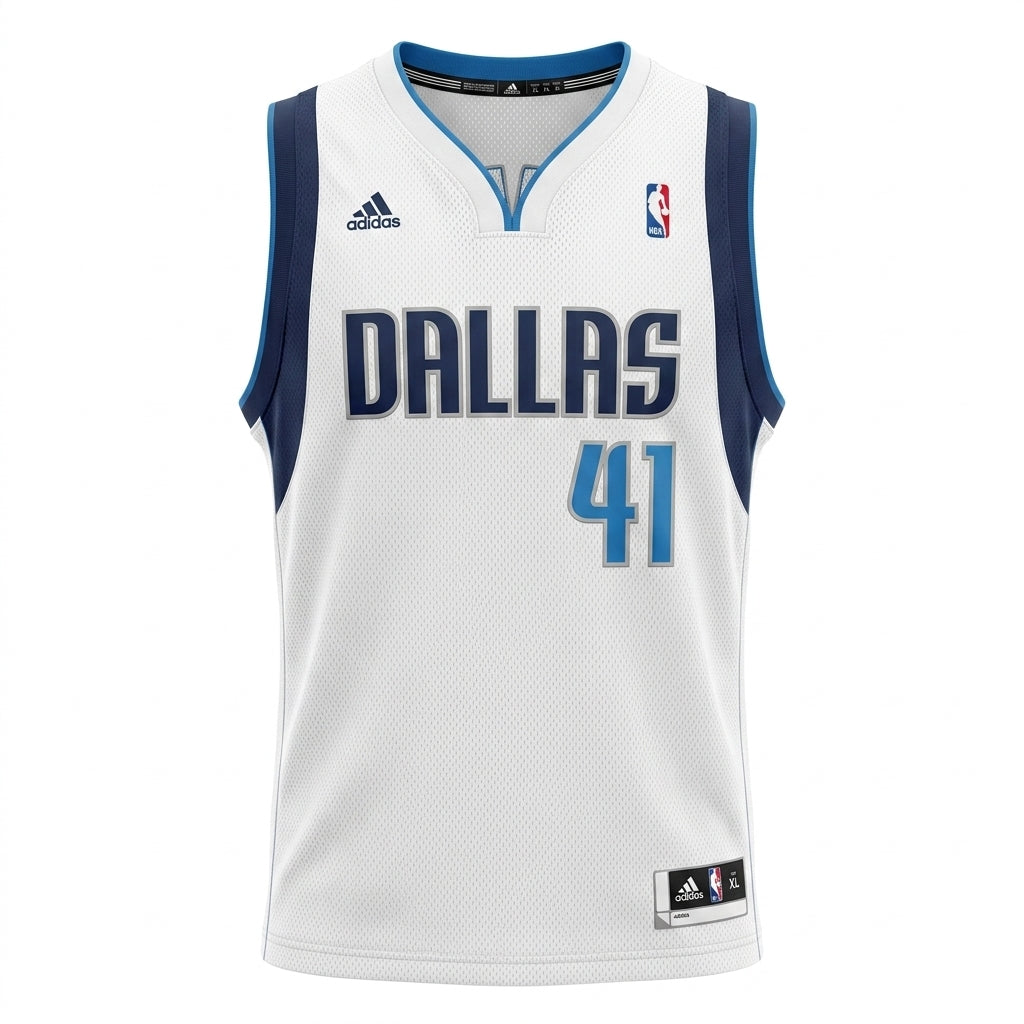 Adidas Dallas Mavericks Dirk Nowitzki #41 White Home Replica Jersey, Size XL