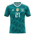Adidas Germany 2018 World Cup Away Jersey, Teal, #21 Deras