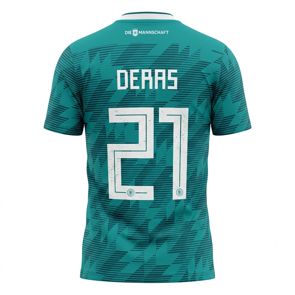 Adidas Germany 2018 World Cup Away Jersey, Teal, #21 Deras