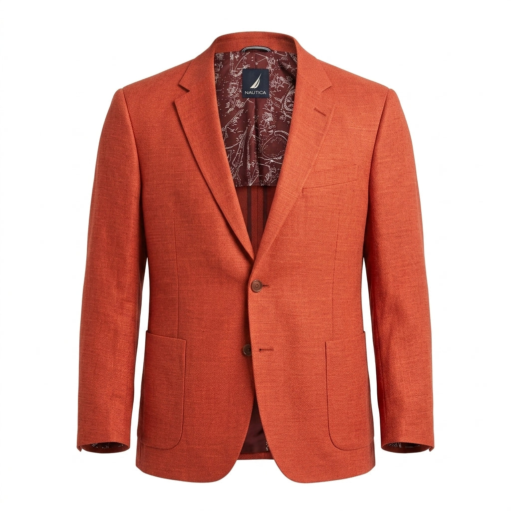 Nautica Men's Red Hopsack Two-Button Sport Coat Blazer Very Good